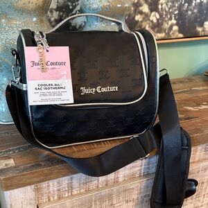 NWT Juicy Couture Black Toiletry  Bag with Silver Piping
